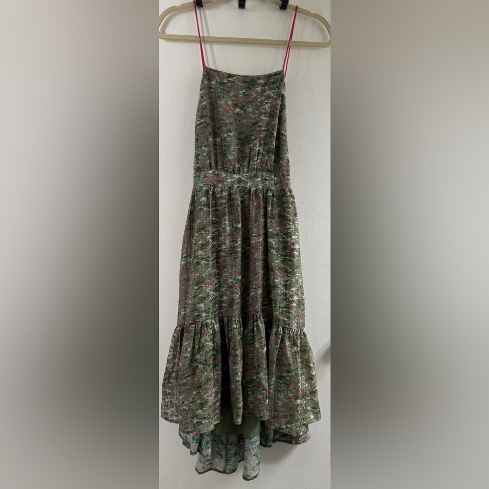 Chic Floral Maxi Dress with Pink Straps